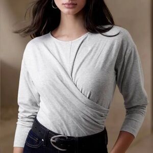 Banana Republic Light Gray Wrap-Front Bodysuit